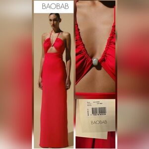 NWT Baobab Collection Rho Red Backless Dress Size Medium Maxi Cut Out Beachy
